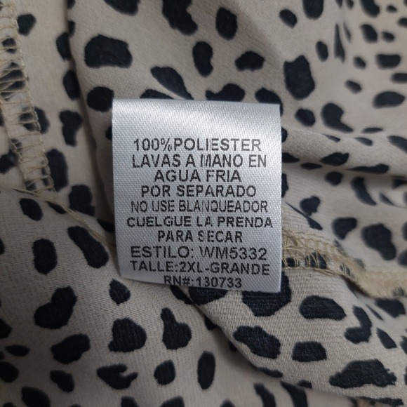 Umgee Womens 2XL Animal Print Babydoll Dress High Low Hem Balloon Sleeve Tan - Picture 10 of 10